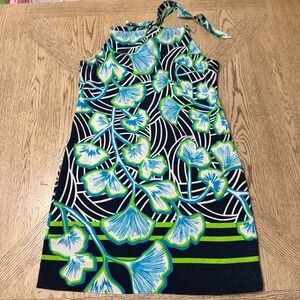 Crown & Ivy‎ Petite Small Blue Floral Halter Tie Strap Dress Sleeveless